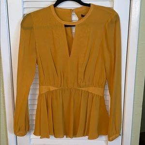 Rachel Roy Mustard 100% SILK Blouse